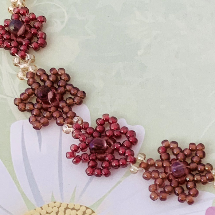 アクセサリーキット ハンドメイド スプリングスターフラワーと蝶のネックレス（ローズ）